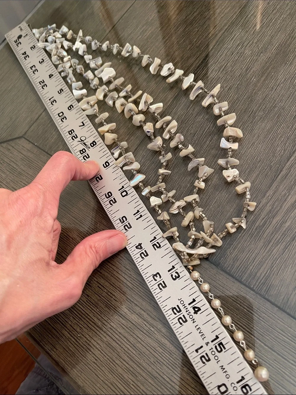 Vintage 4 Strand Mother of Pearl Shell Nugget Statement Necklace Choker